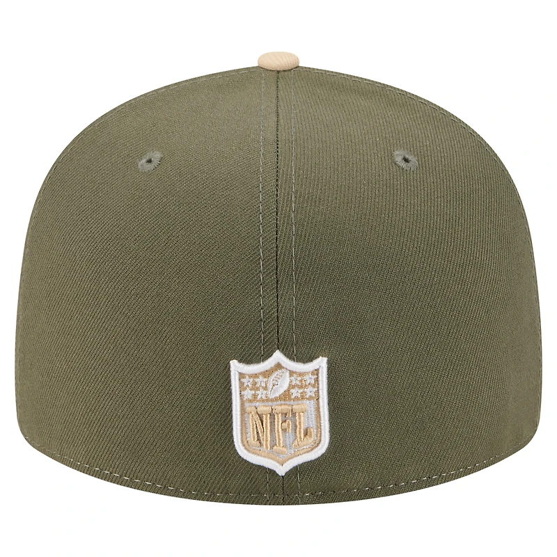 Men's New Era Light Beige/Olive York Giants Two-Tone Color Pack Split Panel 59FIFTY Fitted Hat