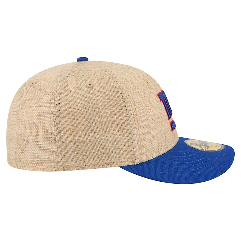 Men's New Era  Natural/Royal York Giants Pre-Curved Twine 59FIFTY Fitted Hat