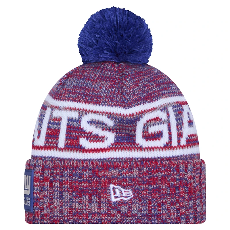 Bonnet d'hiver à revers New Era rouge New York Giants 2025 avec pompon