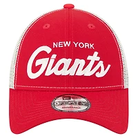 Men's New Era Red New York Giants Apple Trucker 9FORTY Adjustable Hat