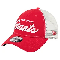 Men's New Era Red New York Giants Apple Trucker 9FORTY Adjustable Hat