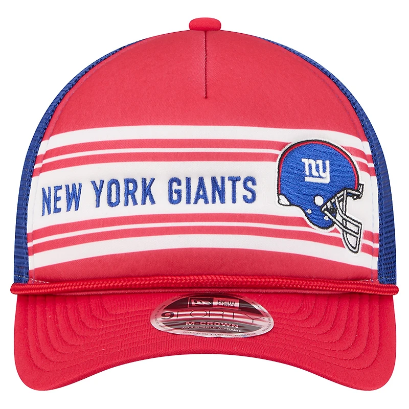 Casquette ajustable New Era rouge New York Giants Linear A-Frame 9FORTY pour homme