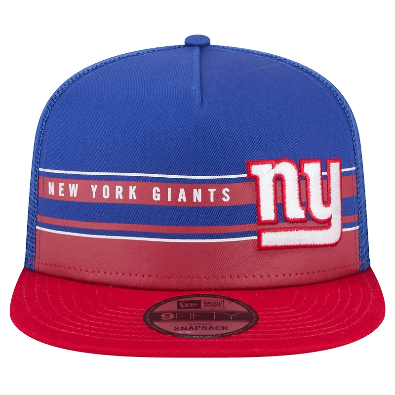 Casquette Snapback 9FIFTY Snapback à demi-rayure New Era Royal/Rouge New York Giants pour hommes