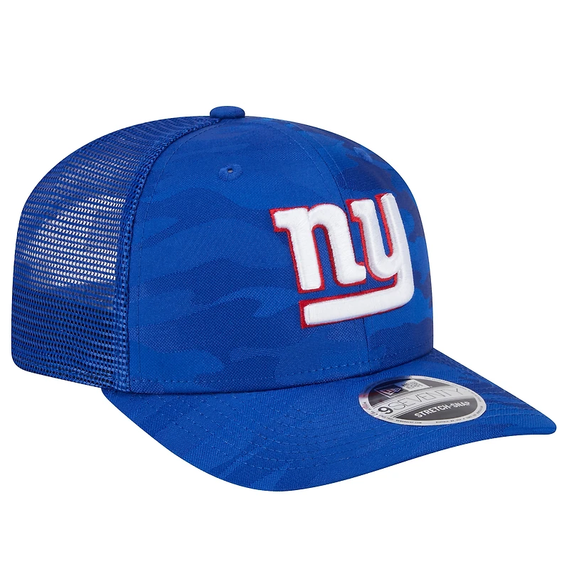 Men's New Era Royal New York Giants Adventure Camo Trucker 9SEVENTY Stretch-Snap Adjustable Hat