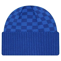 Bonnet en tricot à revers à carreaux New Era Royal New York Giants pour homme