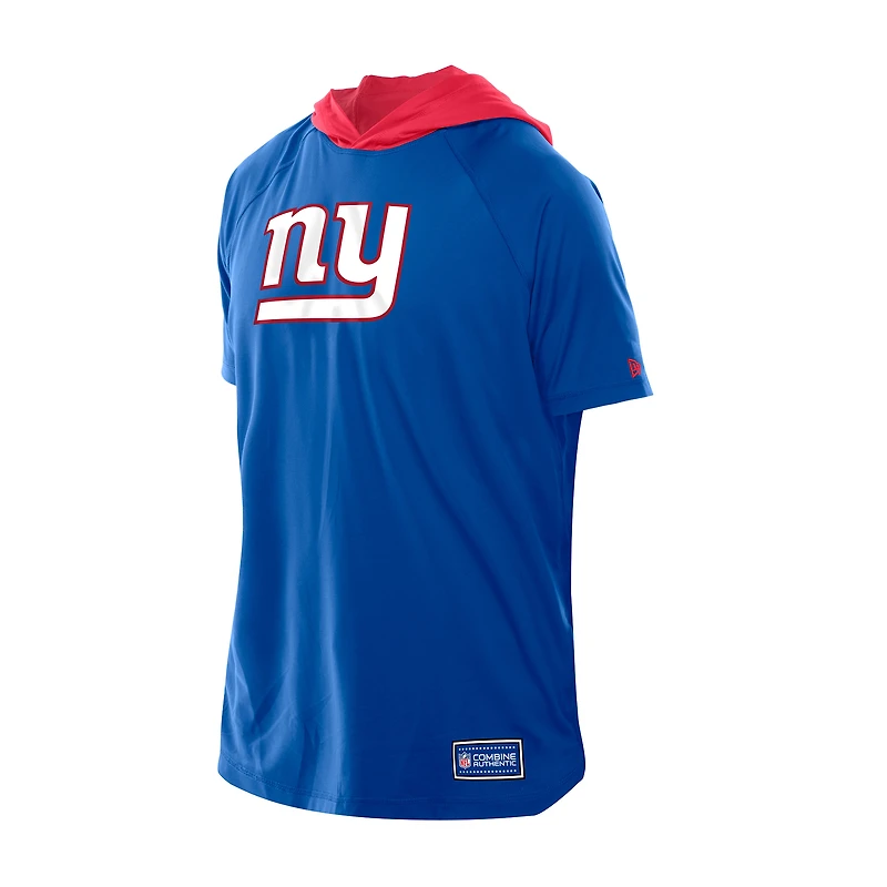 T-shirt à capuche et manches courtes raglan authentique New Era Royal York Giants Combine pour homme