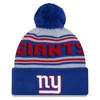 Bonnet en tricot à revers principal New Era bleu New York Giants pour hommes avec pompon