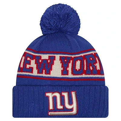 Men's New Era Royal New York Giants Retro Cuffed Knit Hat with Pom