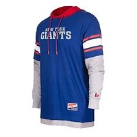 T-shirt à capuche manches longues Throwback Royal New York Giants Era pour homme