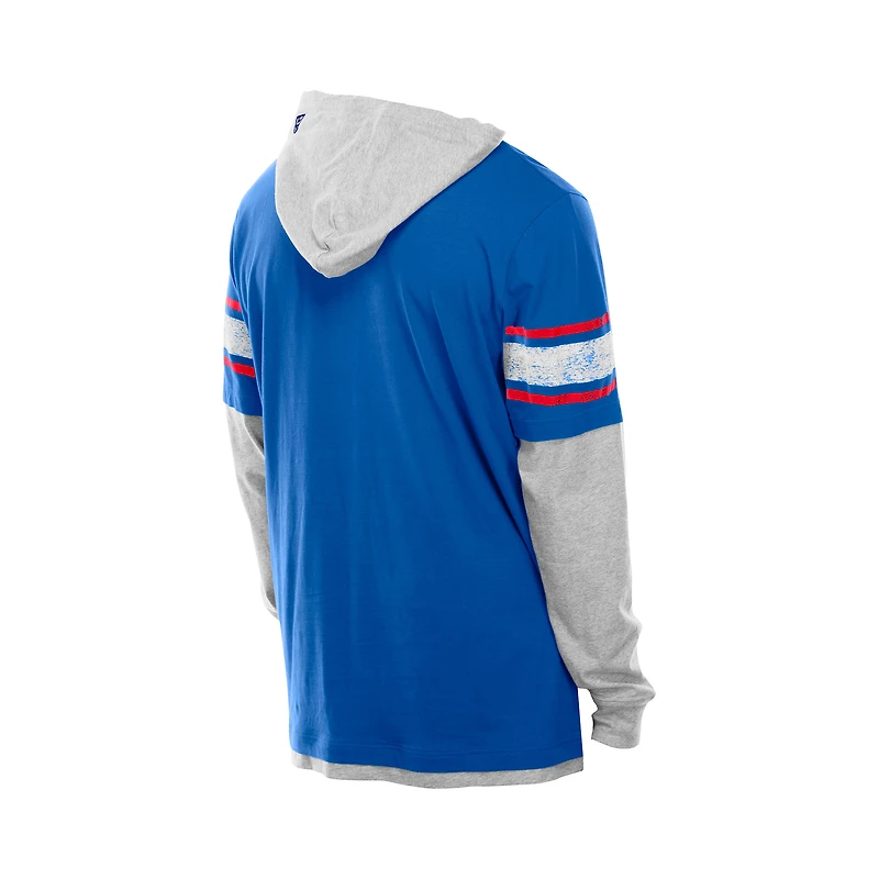 T-shirt à capuche manches longues et superpositions New Era Royal York Giants pour homme