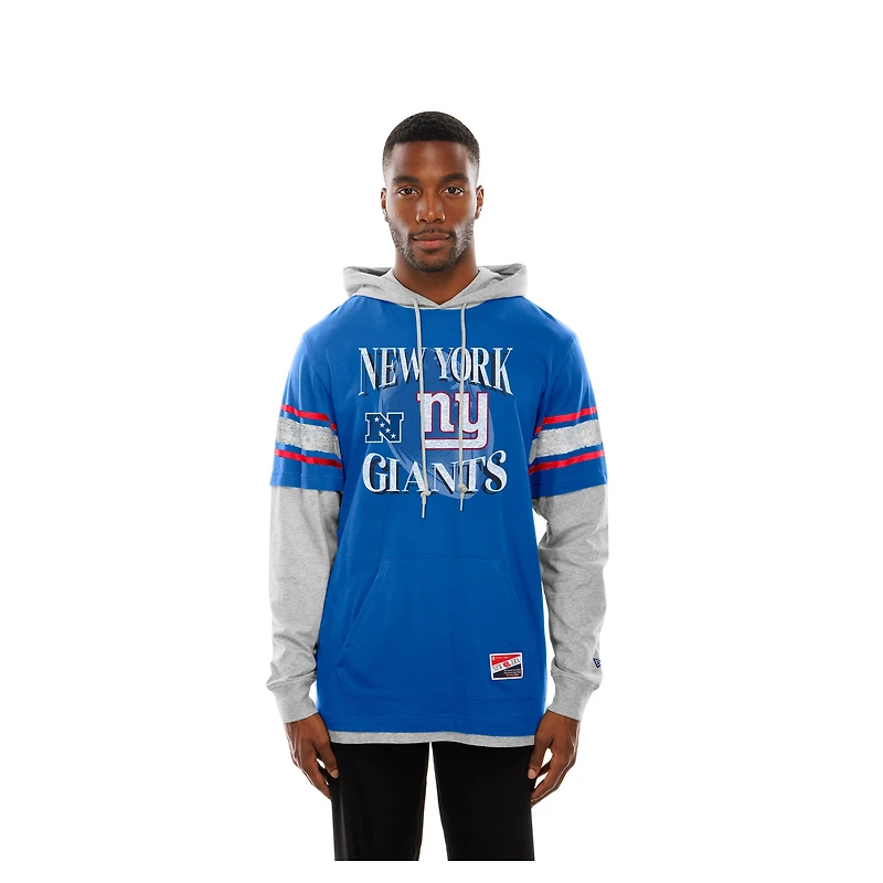 Men's New Era Royal York Giants Twofer Layered Long Sleeve Hoodie T-Shirt