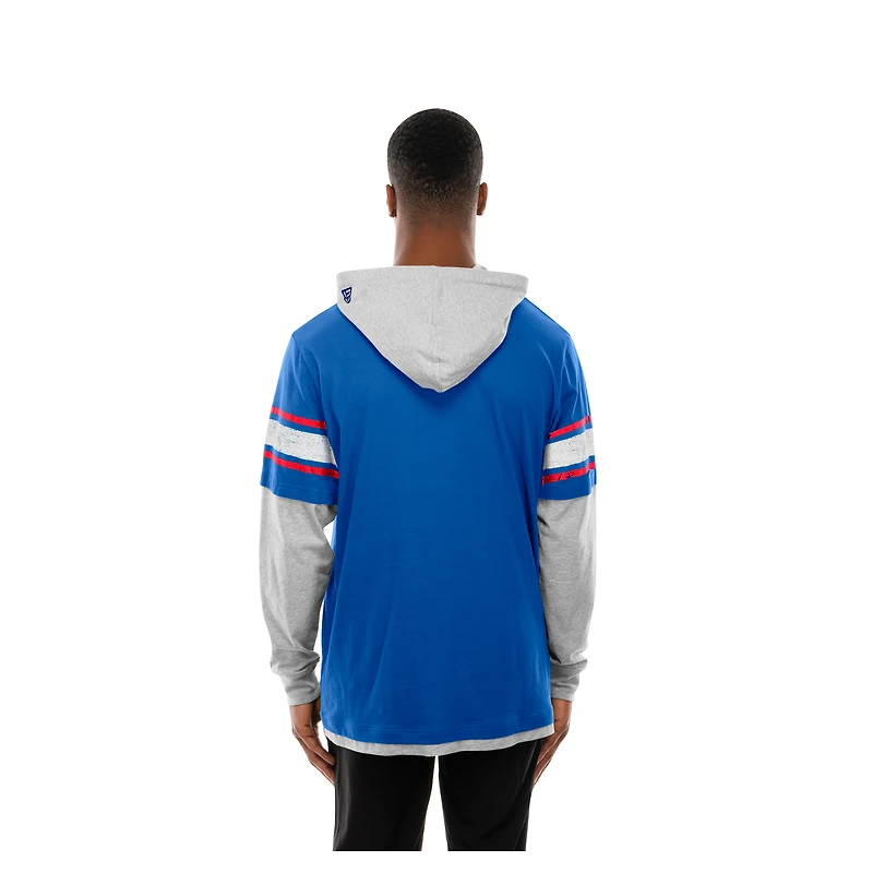T-shirt à capuche manches longues et superpositions New Era Royal York Giants pour homme