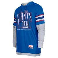 T-shirt à capuche manches longues New Era Royal York Giants Twofer pour homme