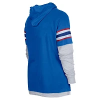 T-shirt à capuche manches longues New Era Royal York Giants Twofer pour homme