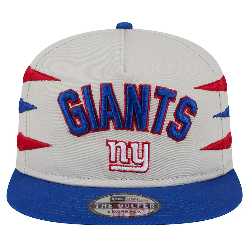 Men's New Era Stone/Royal New York Giants Athletic Golfer Snapback Hat