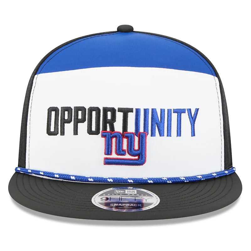 Casquette snapback New Era 9FIFTY blanche et noire pour homme, New York Giants 2025 Inspire Change à panneaux séparés