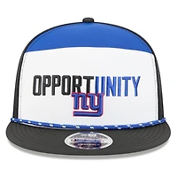 Casquette snapback New Era 9FIFTY blanche et noire pour homme, New York Giants 2025 Inspire Change à panneaux séparés