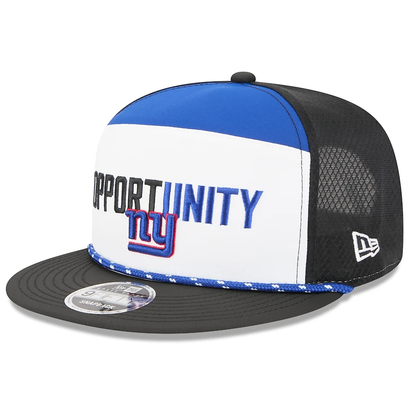 Casquette snapback New Era 9FIFTY blanche et noire pour homme, New York Giants 2025 Inspire Change à panneaux séparés