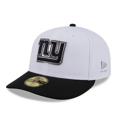 Casquette ajustée New Era 59FIFTY blanche et noire pour homme, York Giants, draft NFL 2026.
