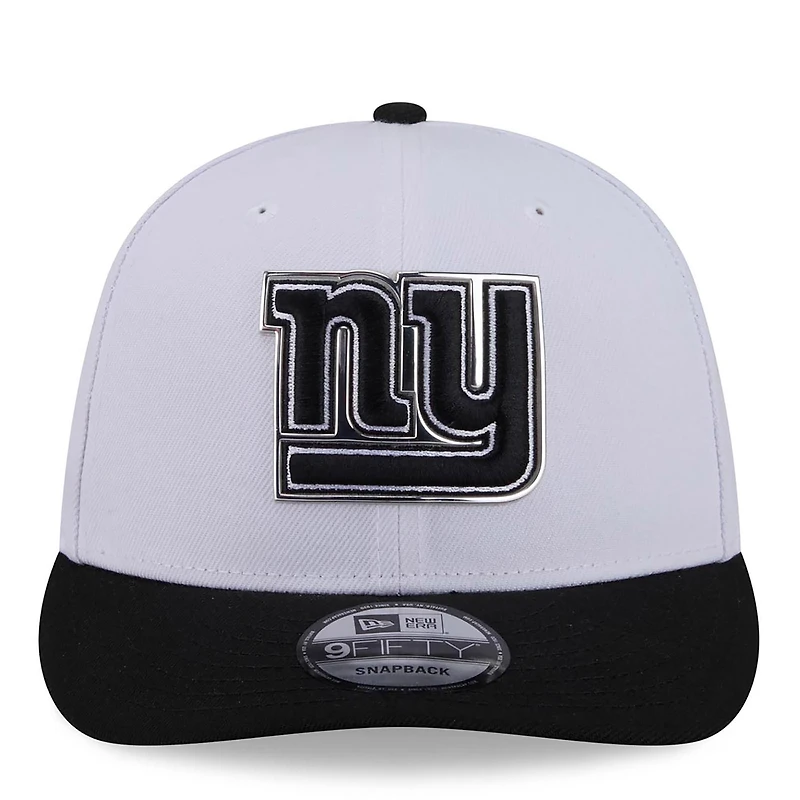 Casquette snapback New Era blanche et noire pour homme, New York Giants, draft NFL 2026, pré-courbée 9FIFTY