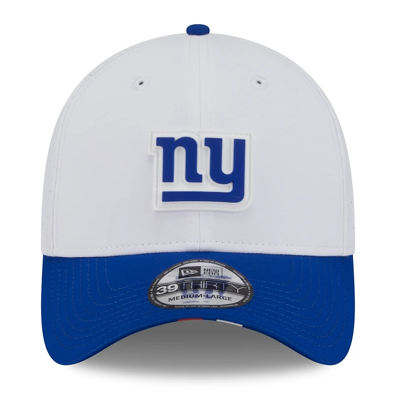 Men's New Era White/Royal York Giants 2025 NFL Training Camp 39THIRTY Flex Hat