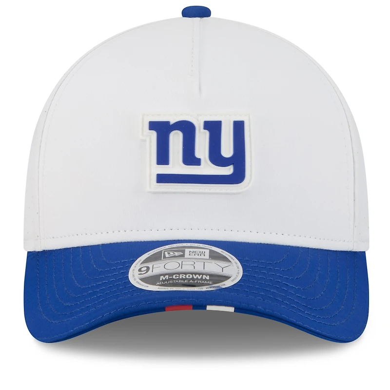 Men's New Era  White/Royal New York Giants 2025 NFL Training Camp A-Frame 9FORTY Adjustable Hat