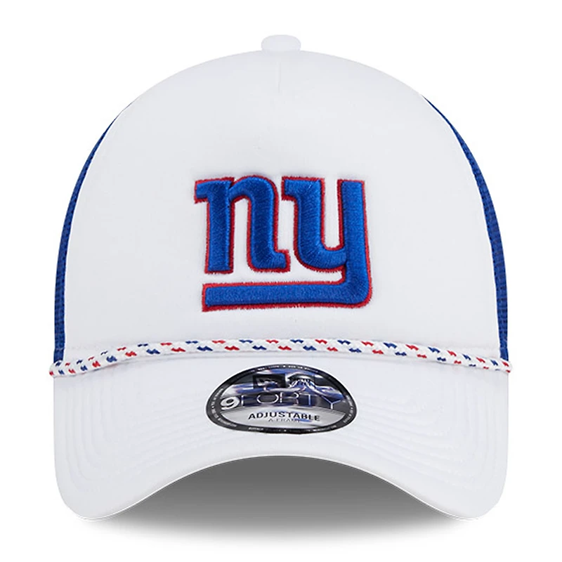 Men's New Era White/Royal New York Giants Court Sport Foam Front A-Frame 9FORTY Adjustable Trucker Hat