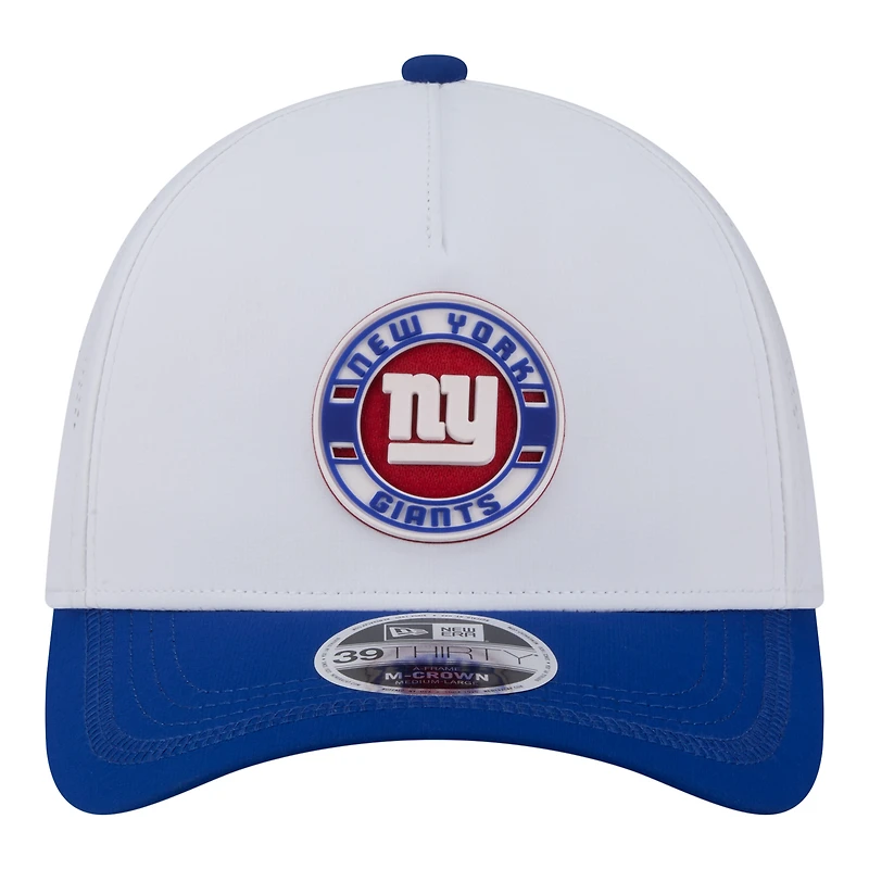 Men's New Era White/Royal York Giants Patch 39THIRTY A-Frame M-Crown Perforated Flex Hat