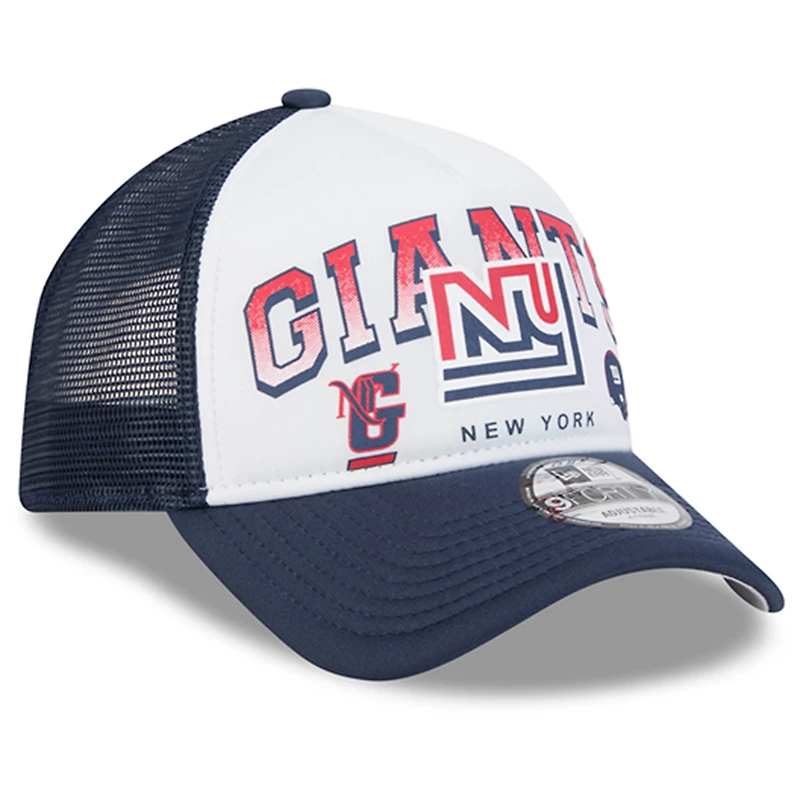 Casquette ajustable New Era New York Giants Retro Wordmark A-Frame 9FORTY pour homme, blanche/bleue