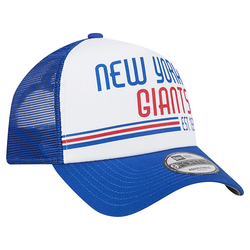Casquette réglable 9FORTY Stacked A-Frame Trucker 9FORTY New Era pour hommes, blanc/royal, New York Giants