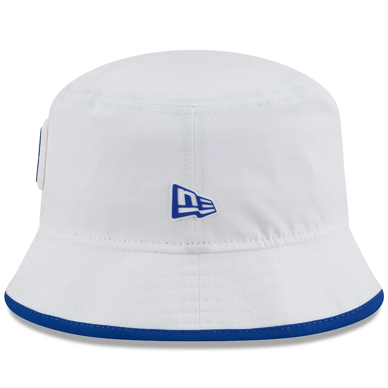 Bob New Era blanche extensible pour homme, camp d'entraînement NFL 2025 des New York Giants