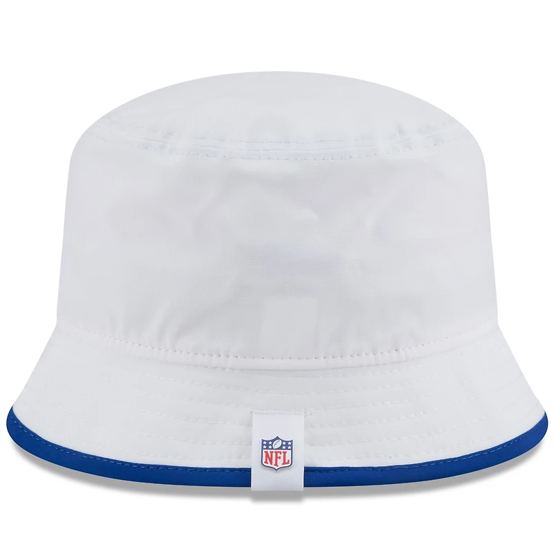 Bob New Era blanche extensible pour homme, camp d'entraînement NFL 2025 des New York Giants
