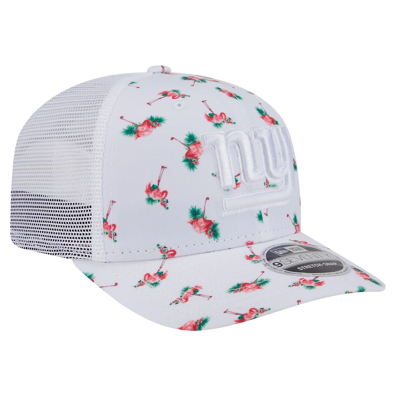 Casquette extensible New Era blanche à motif flamant rose New York Giants Adventure 9SEVENTY pour homme
