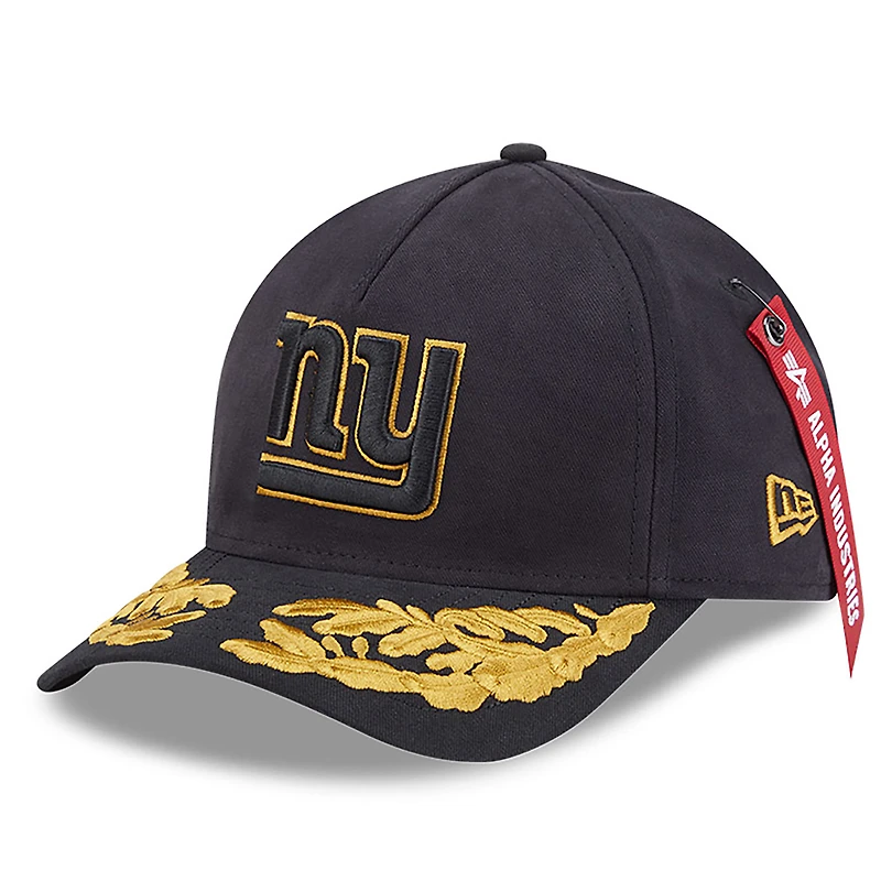 Men's New Era x Alpha Industries Black New York Giants A-Frame 9FORTY Adjustable Hat