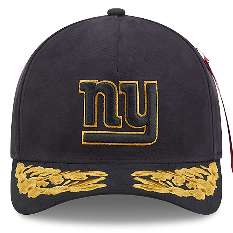 Men's New Era x Alpha Industries Black New York Giants A-Frame 9FORTY Adjustable Hat