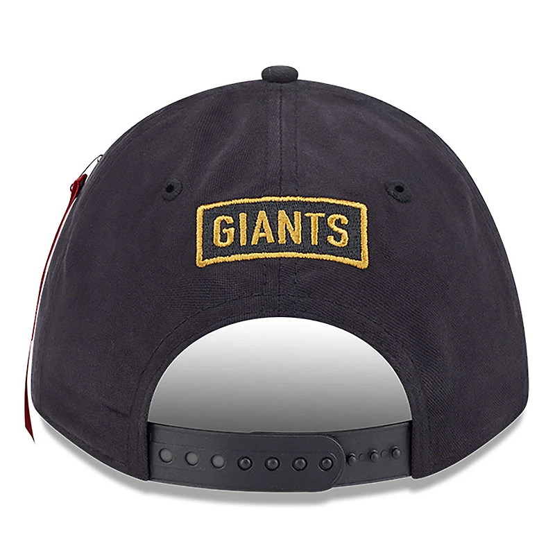 Men's New Era x Alpha Industries Black New York Giants A-Frame 9FORTY Adjustable Hat
