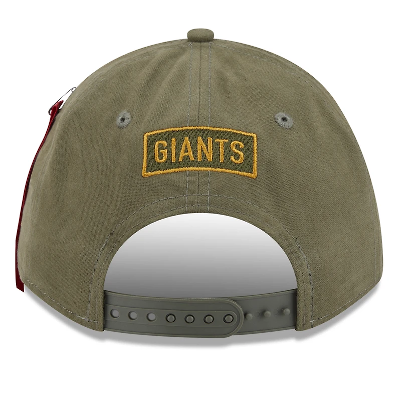 Men's New Era x Alpha Industries  Olive New York Giants A-Frame 9FORTY Adjustable Hat