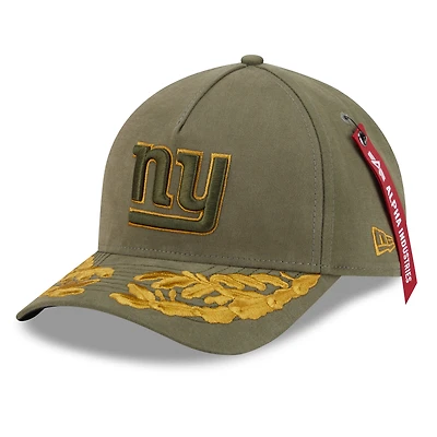 Men's New Era x Alpha Industries  Olive New York Giants A-Frame 9FORTY Adjustable Hat