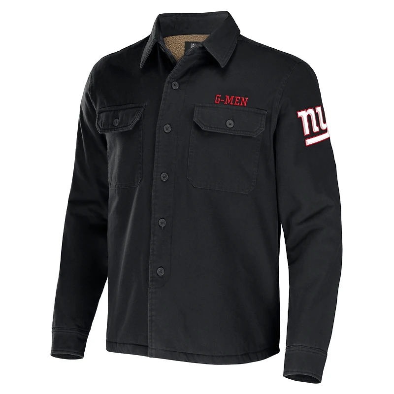 Collection NFL x Darius Rucker pour homme par Fanatics - Veste-chemise boutonnée en toile noire des Giants de New York