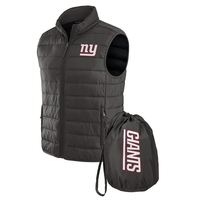 Men's NFL x Darius Rucker Collection by Fanatics Black New York Giants Packable Full-Zip Vest with Travel Bag