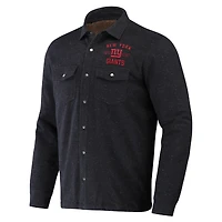 Collection NFL x Darius Rucker pour homme par Fanatics Charcoal New York Giants Shacket Full-Snap Jacket