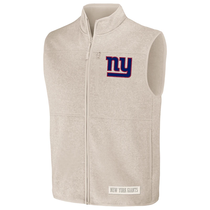 Gilet zippé pour homme de la collection NFL x Darius Rucker Fanatics Oatmeal New York Giants