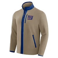 Veste polaire épaisse zippée pour homme NFL x Darius Rucker Collection par Fanatics, couleur beige New York Giants