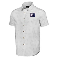 Chemise boutonnée à manches courtes tissée blanche New York Giants pour homme de la collection NFL x Darius Rucker par Fanatics