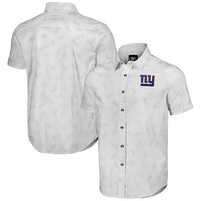 Chemise boutonnée à manches courtes tissée blanche New York Giants pour homme de la collection NFL x Darius Rucker par Fanatics