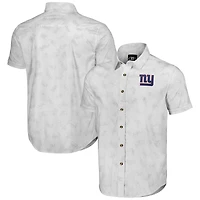 Chemise boutonnée à manches courtes tissée blanche New York Giants pour homme de la collection NFL x Darius Rucker par Fanatics