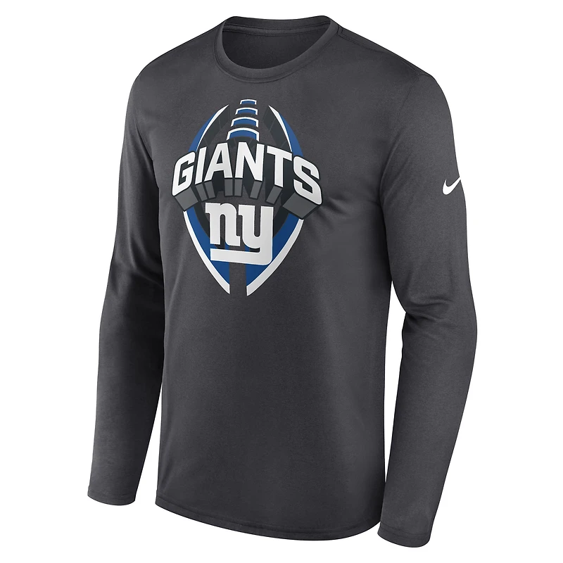 T-shirt Nike Anthracite New York Giants Primetime Legend Icon Performance à manches longues pour homme