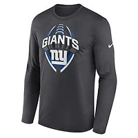 T-shirt Nike Anthracite New York Giants Primetime Legend Icon Performance à manches longues pour homme
