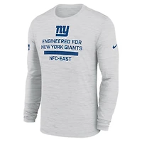 Men's Nike Ash New York Giants Sideline Velocity Performance Long Sleeve T-Shirt