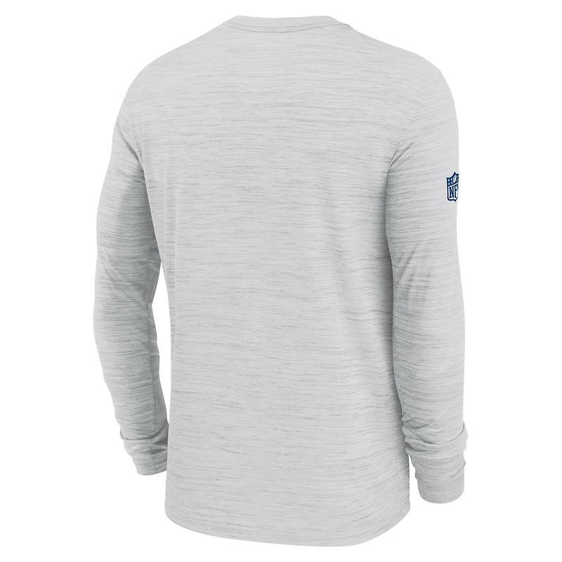 T-shirt Nike à manches longues Performance Ash New York Giants Sideline Velocity pour homme